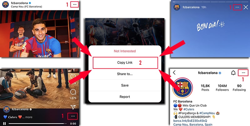How to copy Instagram post link: