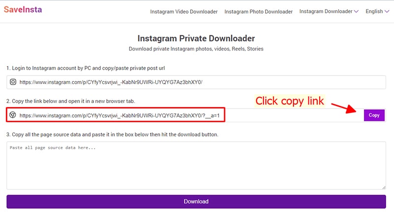 copy url in input box number 2