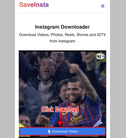 press the video download button